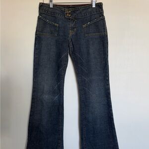 Vintage Y2K Von Dutch Dark Blue Flare Low Rise Womens Jeans size 28